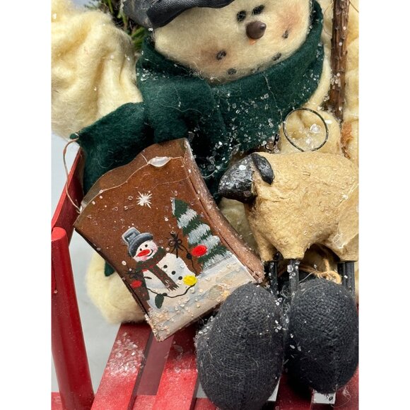 Christmas plush snowman sleigh figurine decor tree sheep tin bag white sparkle R - Picture 3 of 7